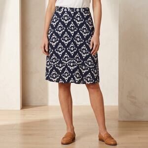Talbots plus size 16 petite blue & white ikat skirt career office viscose print